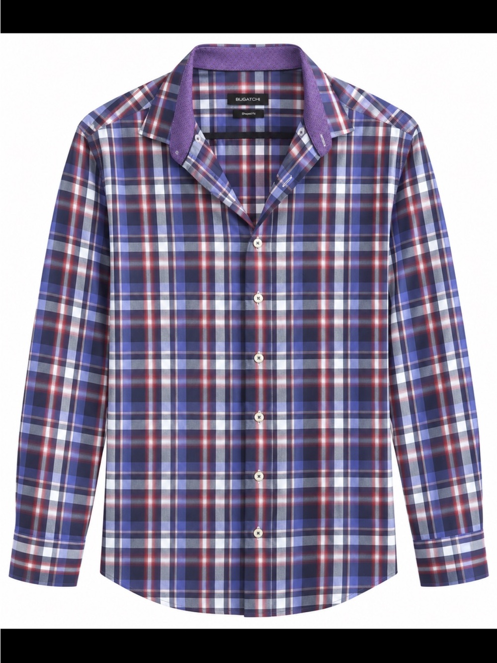 Bugatchi Purple and Blue Plaid Button-Up Dress Shirt